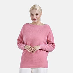 Tamsy Cotton Boat Neck Jumper (Size Up to 20) - Pink