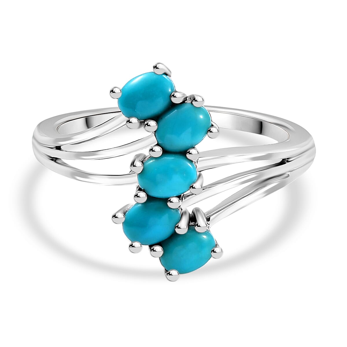 Sleeping Beauty Turquoise Ring in Platinum Overlay Sterling Silver