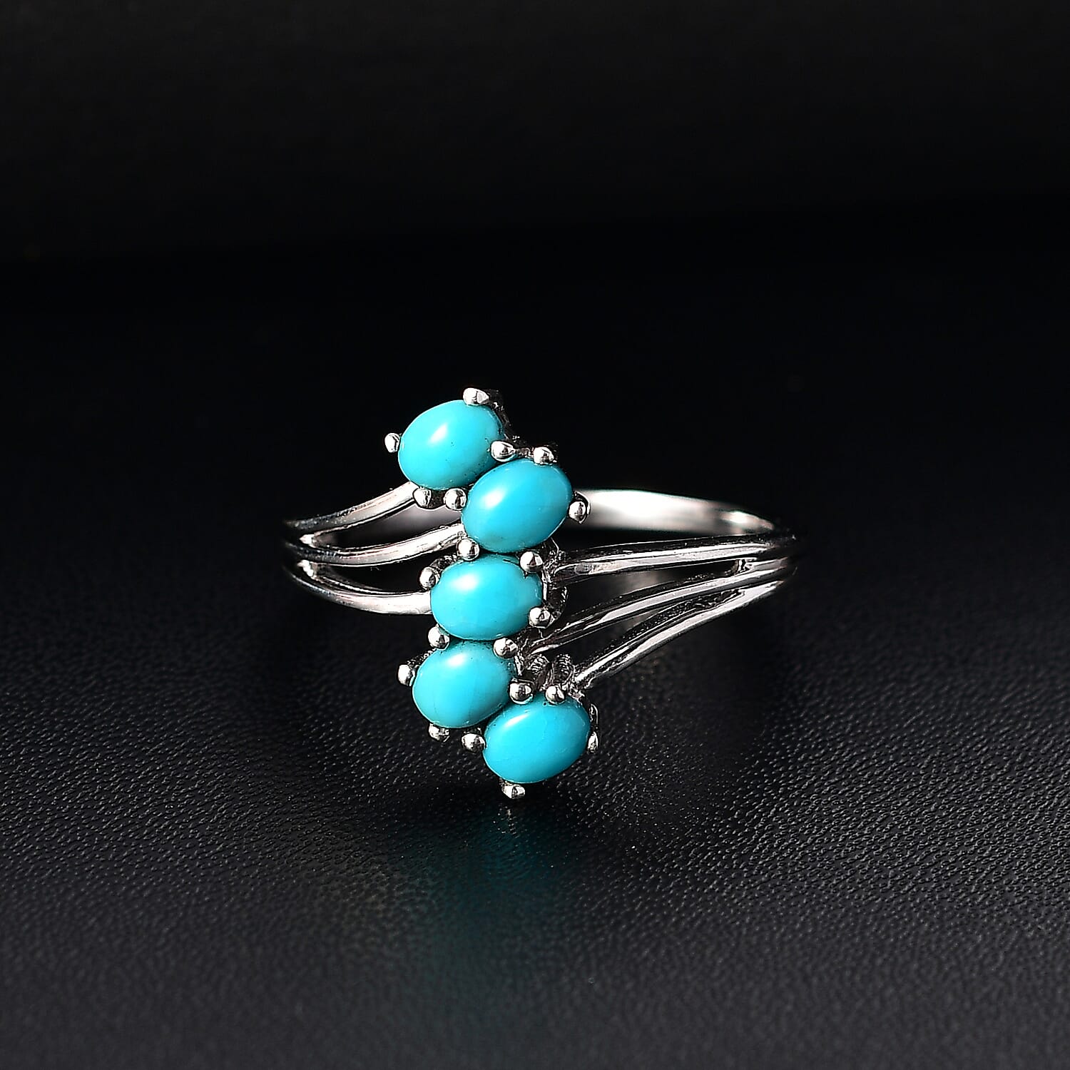 Sleeping Beauty Turquoise Ring in Platinum Overlay Sterling Silver