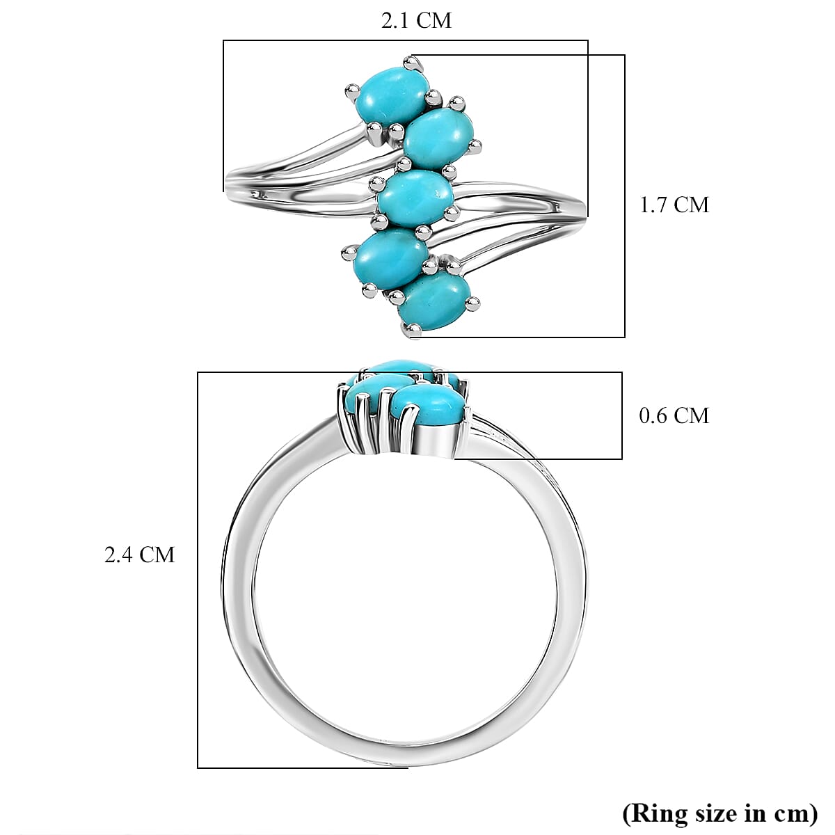 Sleeping Beauty Turquoise Ring in Platinum Overlay Sterling Silver