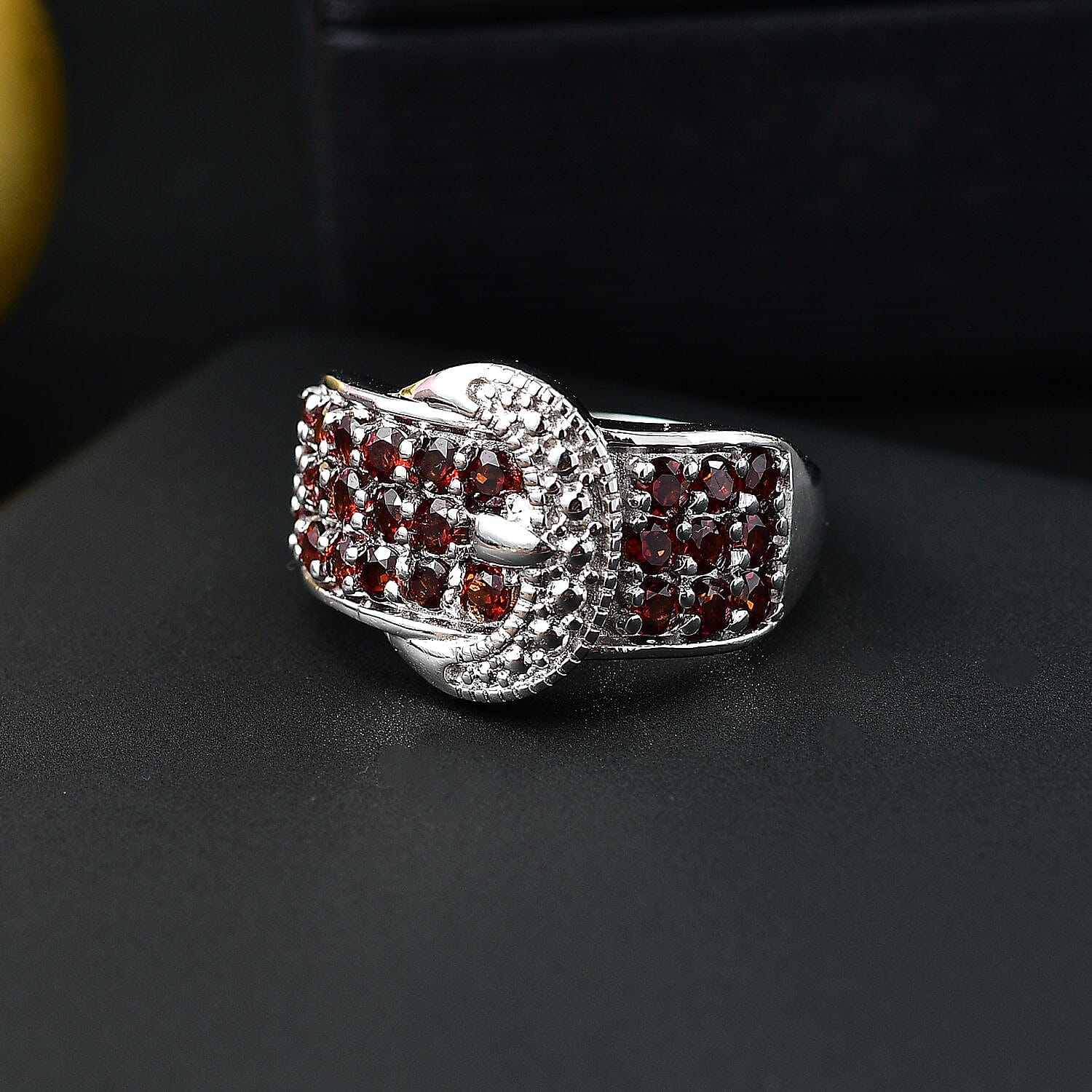 Designer Inspiration - Red Garnet Buckle Design Ring