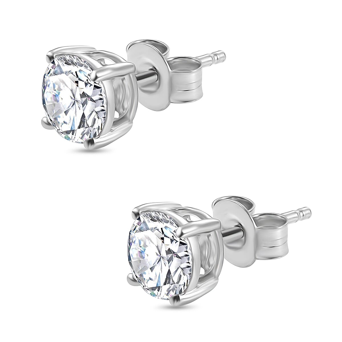 Luxuriant 14K White Gold SGL Certified Lab Grown Diamond (VS-EF) Solitaire Earrings with Screw Back 2.00 Ct.