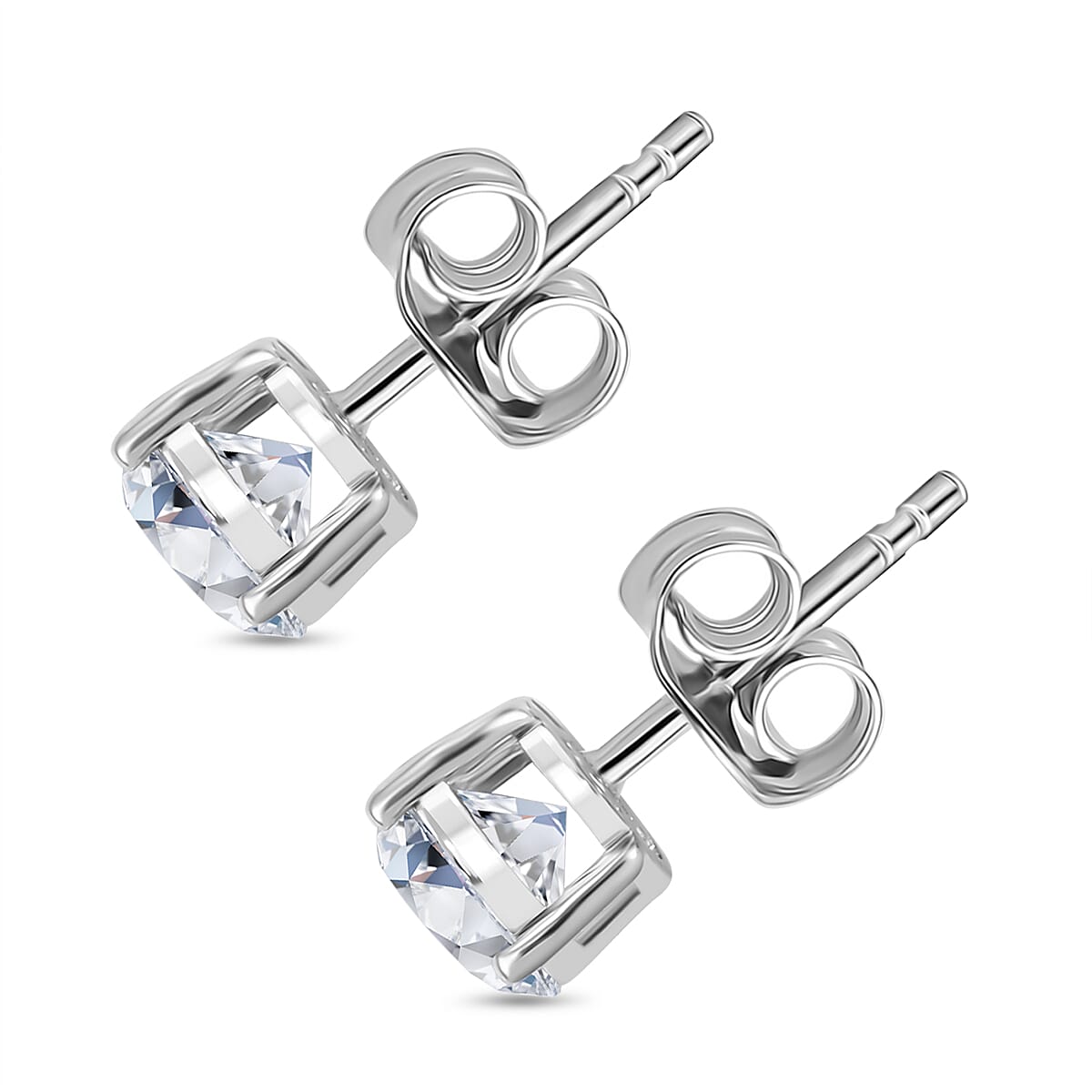 Luxuriant 14K White Gold SGL Certified Lab Grown Diamond (VS-EF) Solitaire Earrings with Screw Back 2.00 Ct.