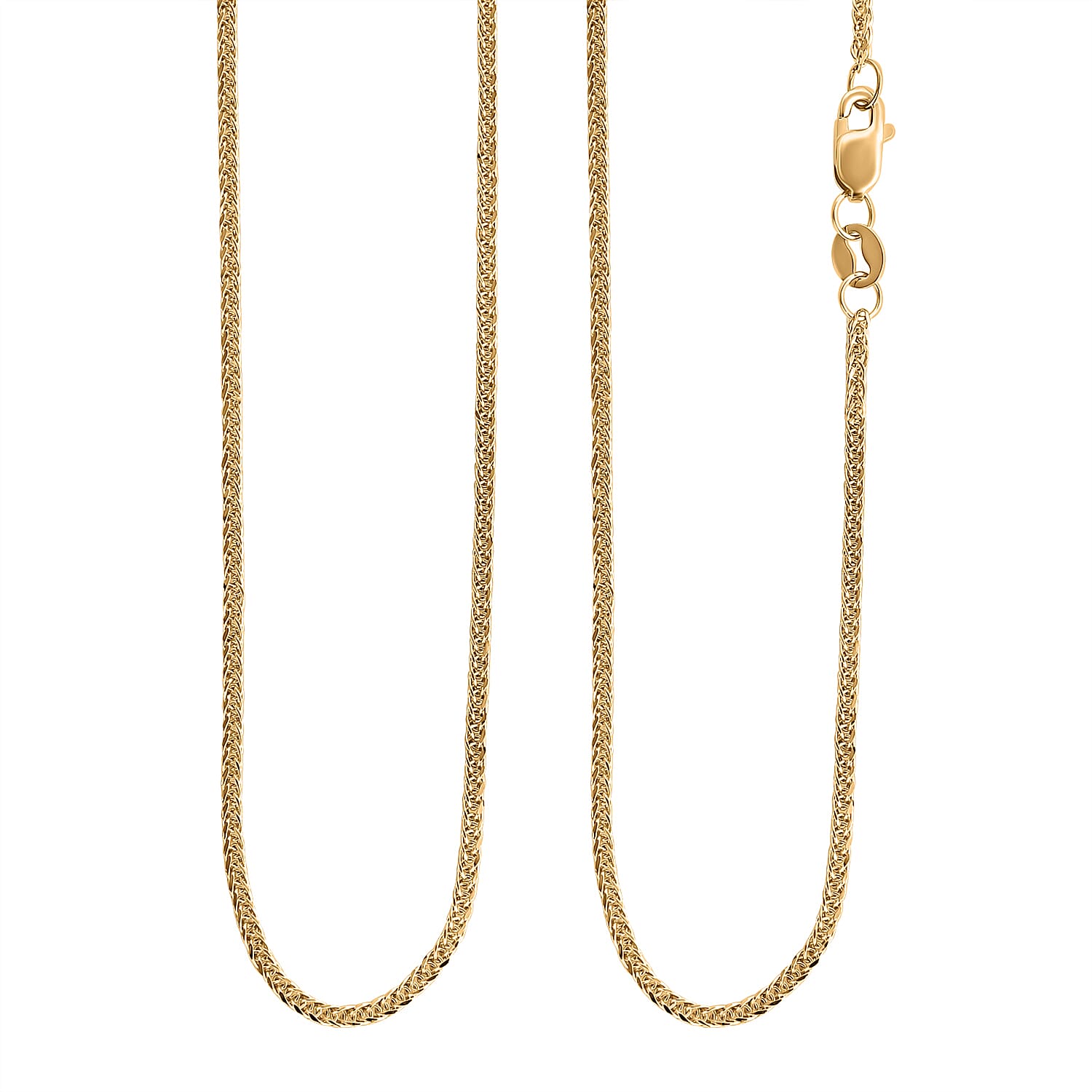 Royal Bali Collection - 9K Yellow Gold Spiga Necklace with Lobster Clasp (Size - 18)