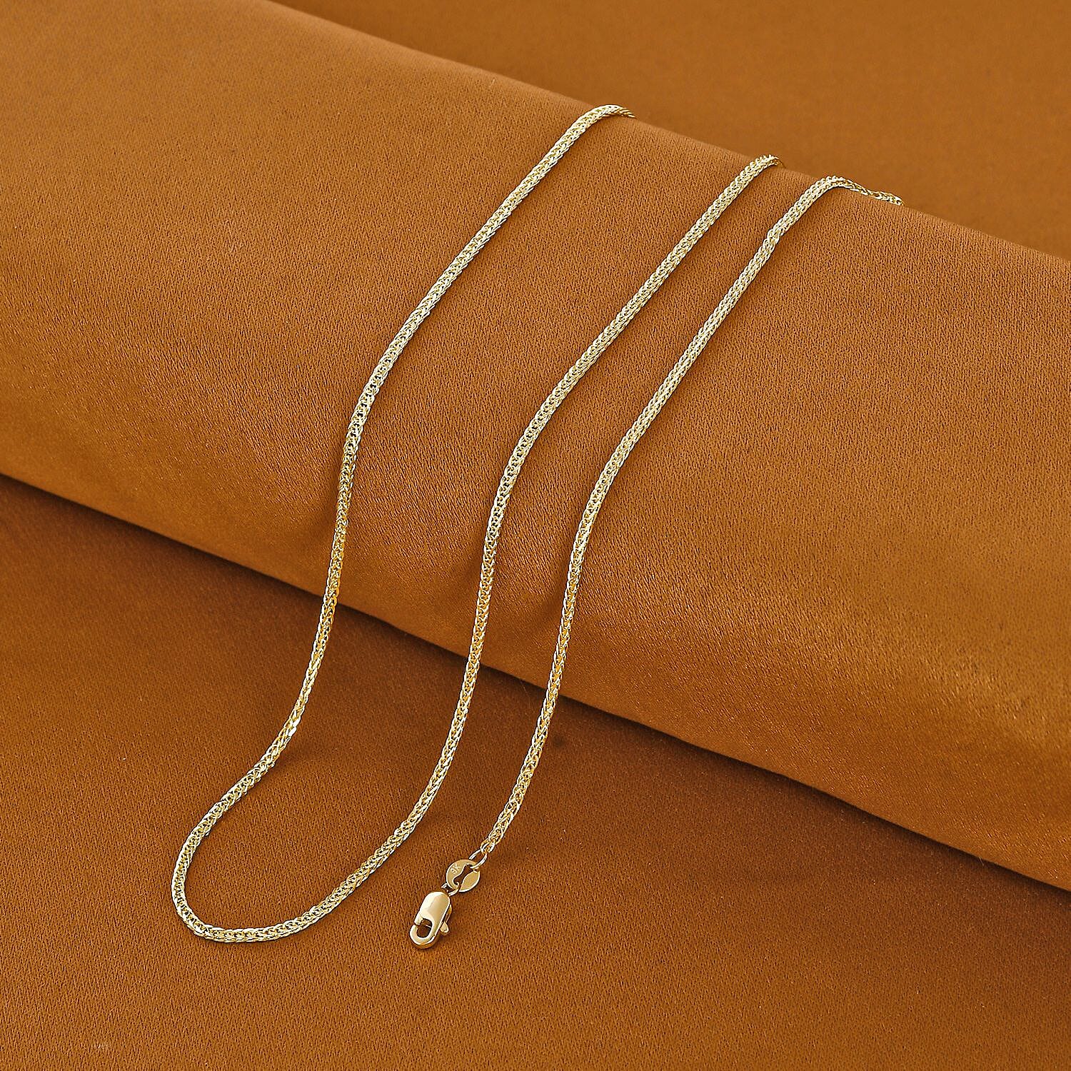 Royal Bali Collection - 9K Yellow Gold Spiga Necklace with Lobster Clasp (Size - 18)