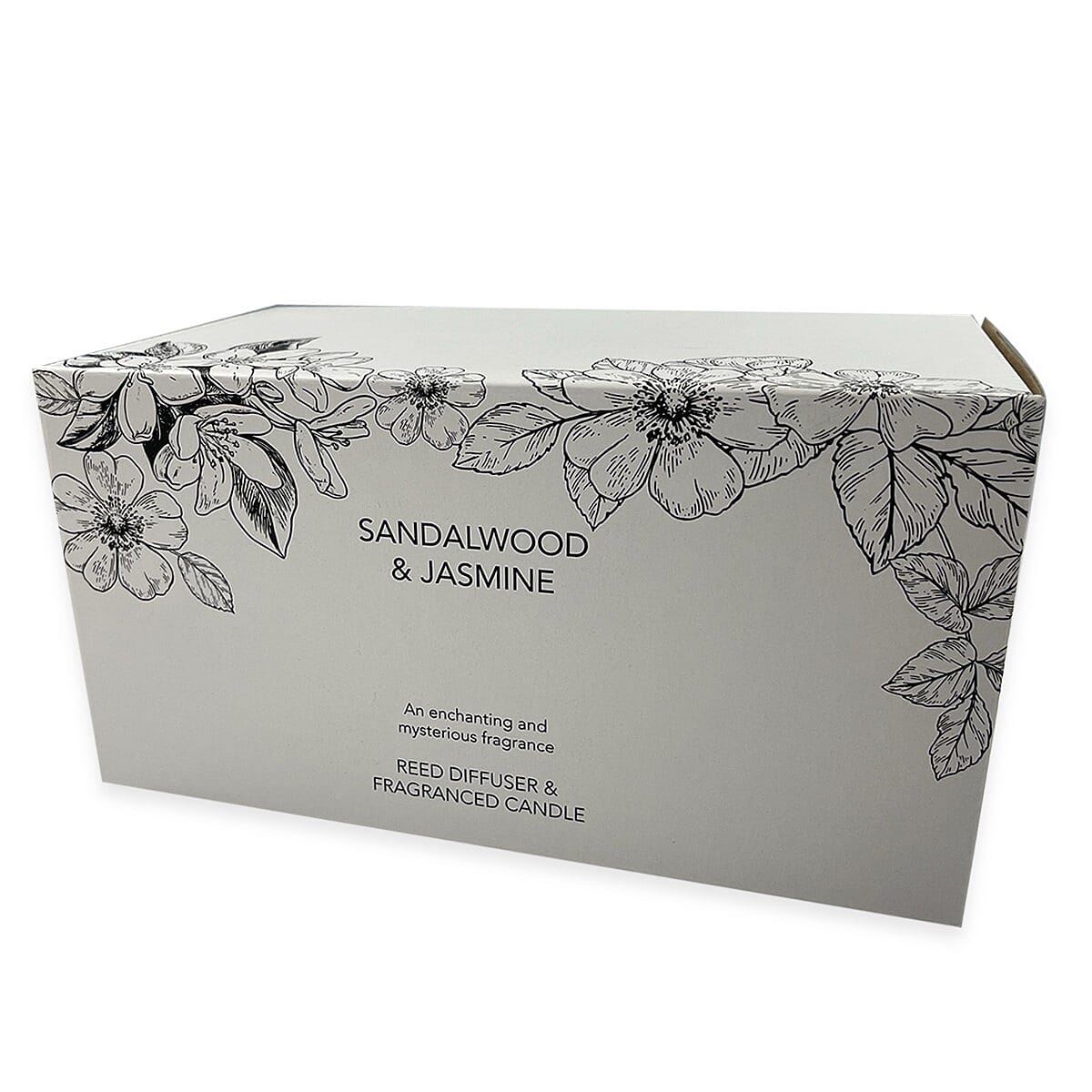 Laurelle Luxury Edition - Sandalwood & Jasmine Fragranced Diffuser - 200ML With Reeds & Double Wick Jar Candle- 400 Grams (Upto 80 Hr Burn Time)