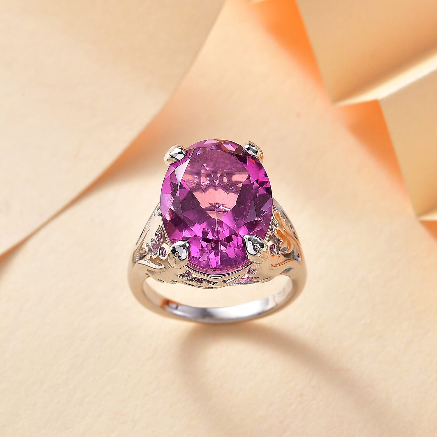 Radiant Orchid Triplet Quartz Solitaire Ring 9.66 Ct.