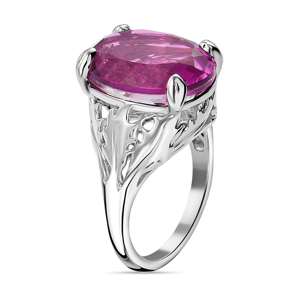 Radiant Orchid Triplet Quartz Solitaire Ring 9.66 Ct.