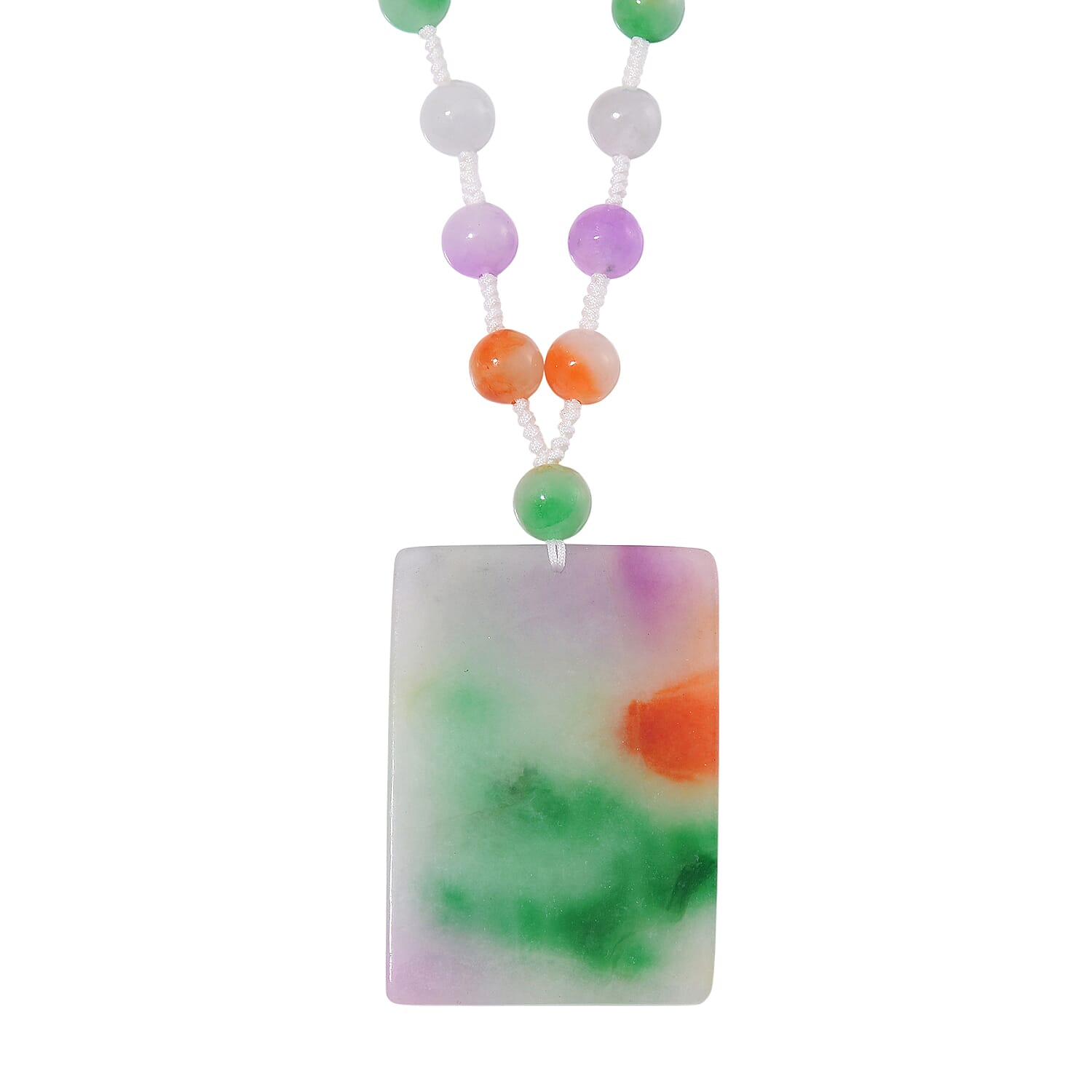 Rainbow Colour Dragon Carved Jade Necklace (Size 20) in Rhodium Overlay Sterling Silver 300.00 Ct. Rainbow Colour Dragon Carved Jade Necklace (Size 20) in Rhodium Overlay Sterling Silver 300.00 Ct.