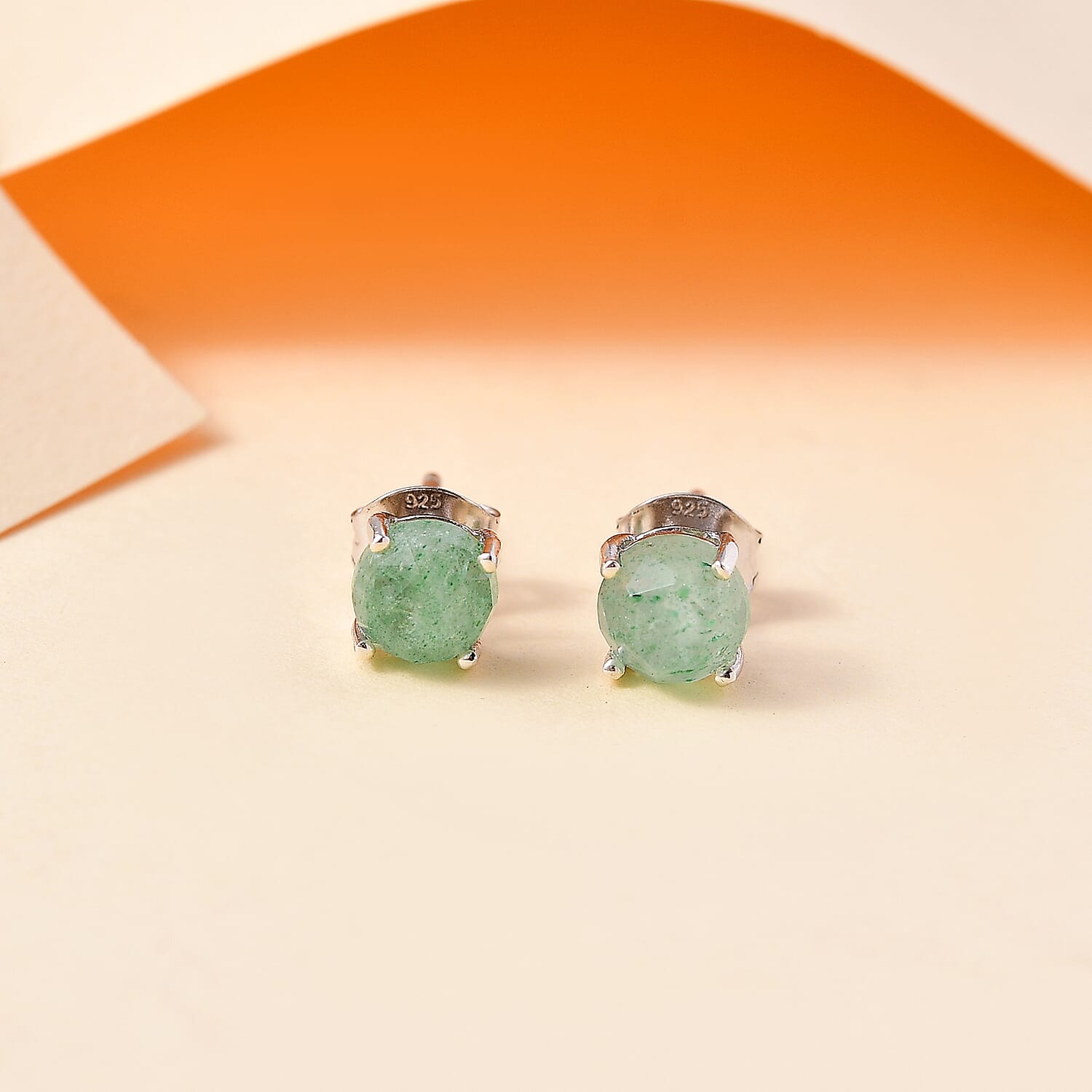 Emeraldine Quartz Solitaire Stud Push Post Earring in Platinum Overlay Sterling Silver 1.93 Ct.