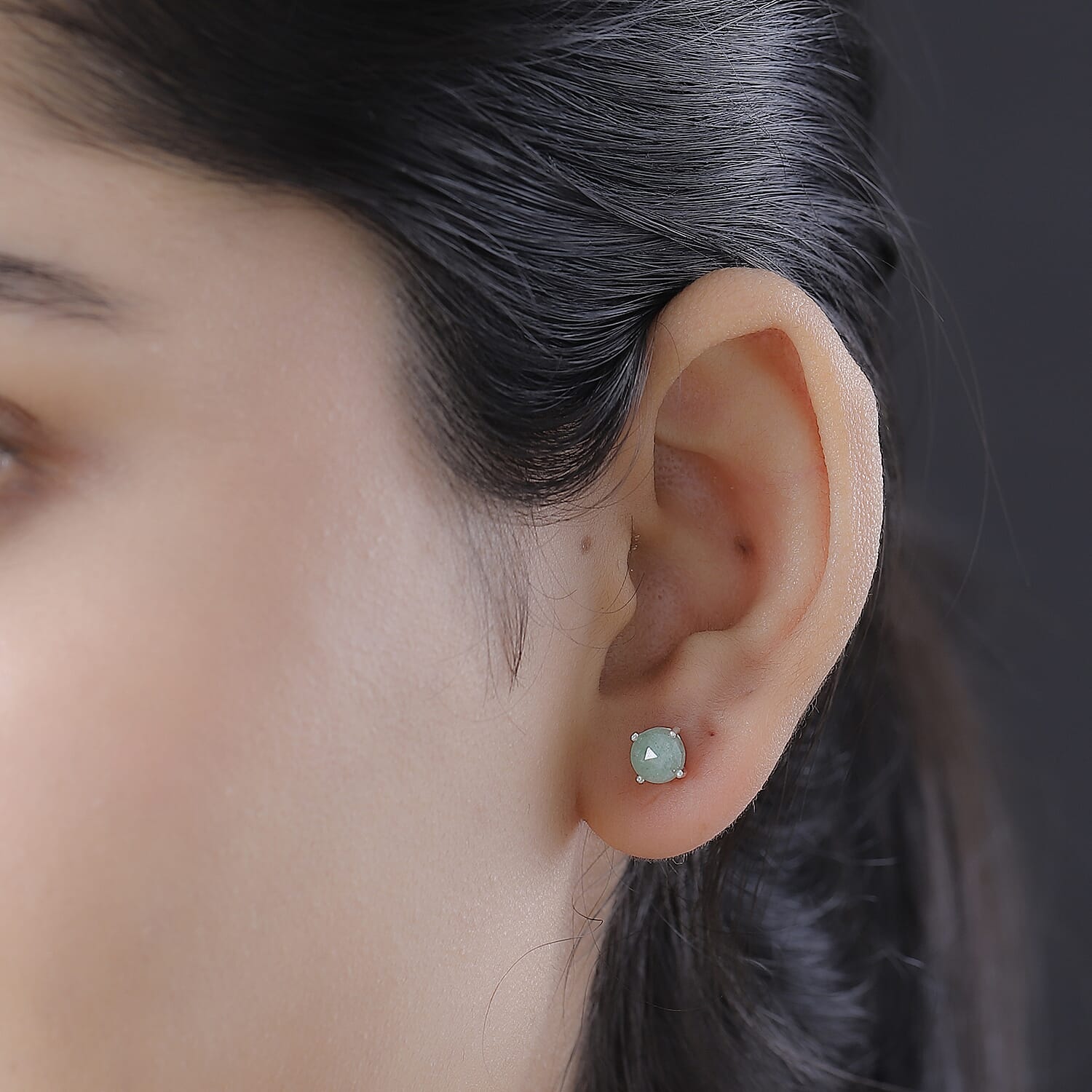 Green Quartz Solitaire Stud Push Post Earring in Platinum Overlay Sterling Silver 1.80 ct 1.932 Ct.