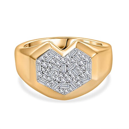 GP Amore Collection - White Diamond Cluster Ring in 18K Vermeil Yellow Gold Plated Sterling Silver