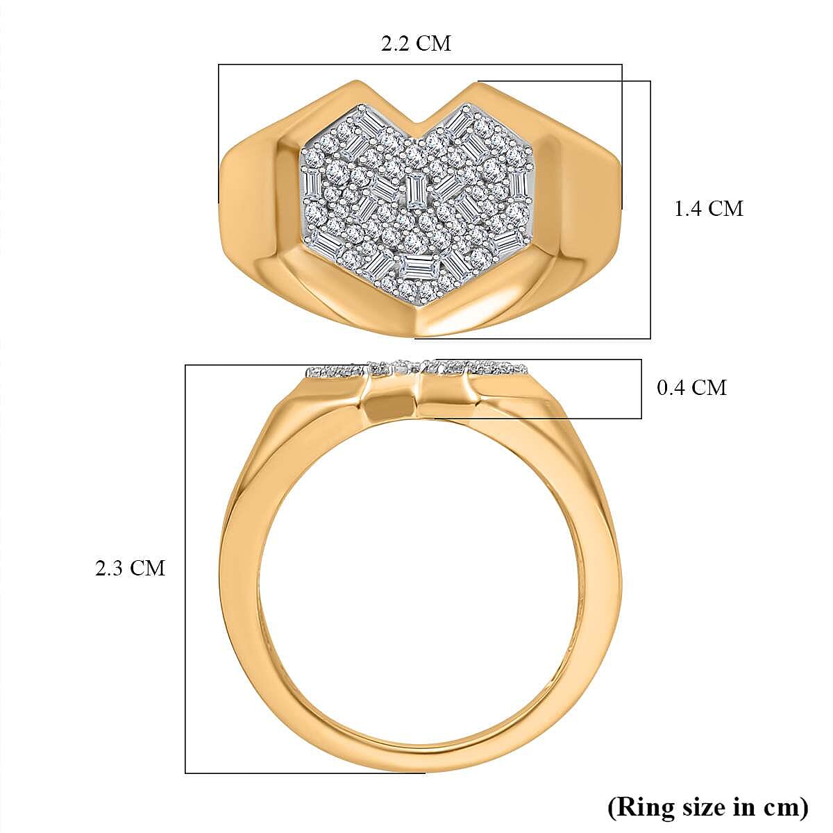 GP Amore Collection - White Diamond & Blue Sapphire Cluster Ring in 18K Vermeil Yellow Gold Plated Sterling Silver