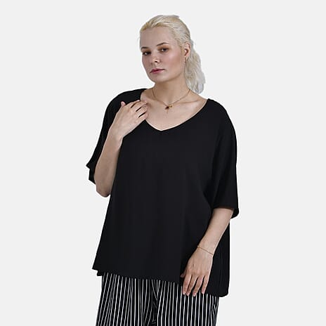 La Marey Relaxed Fit Striped Print Loungewear Co-ords Set (Size 20 to 22) - Black