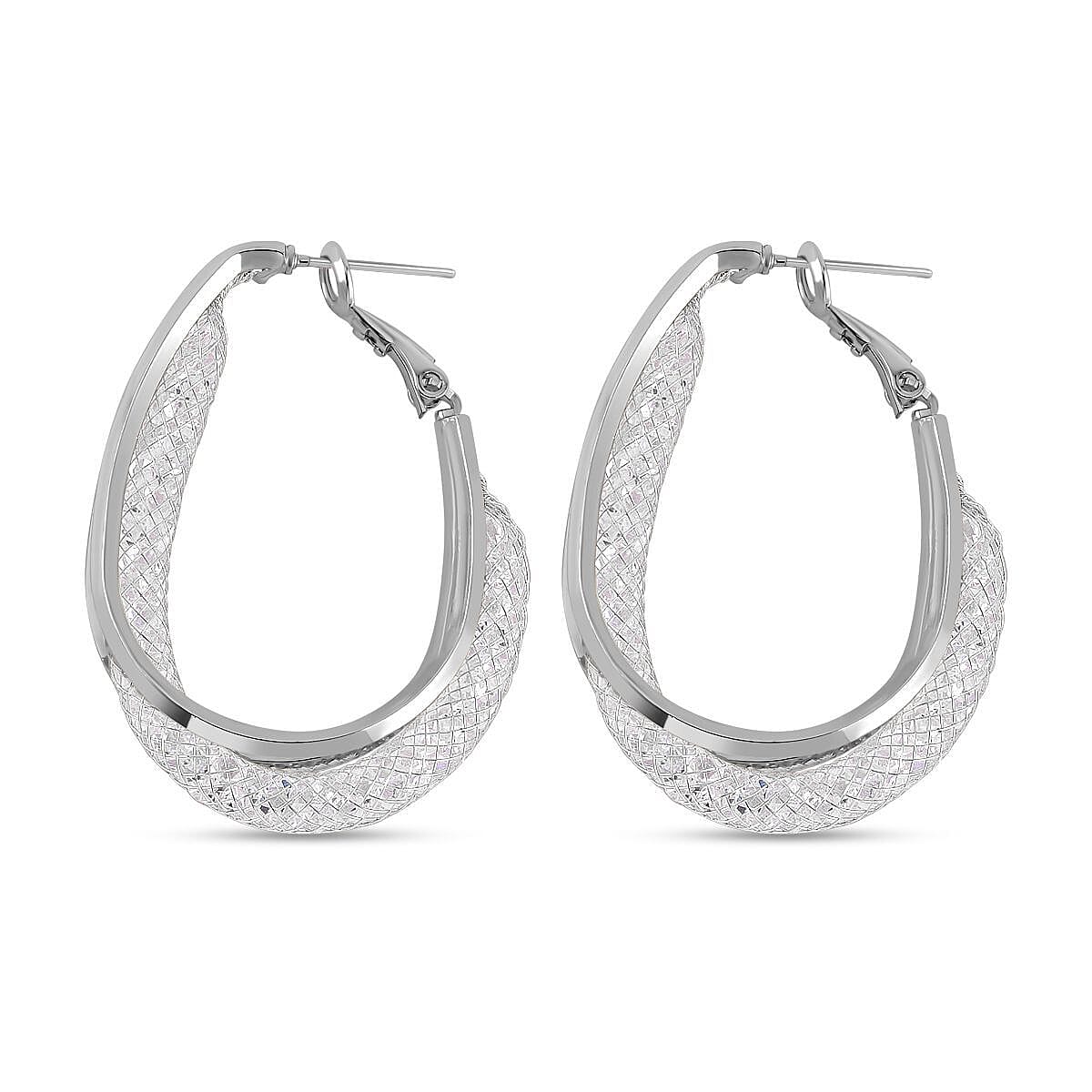 Designer Inspiration - White Crystal Hoop Earrings