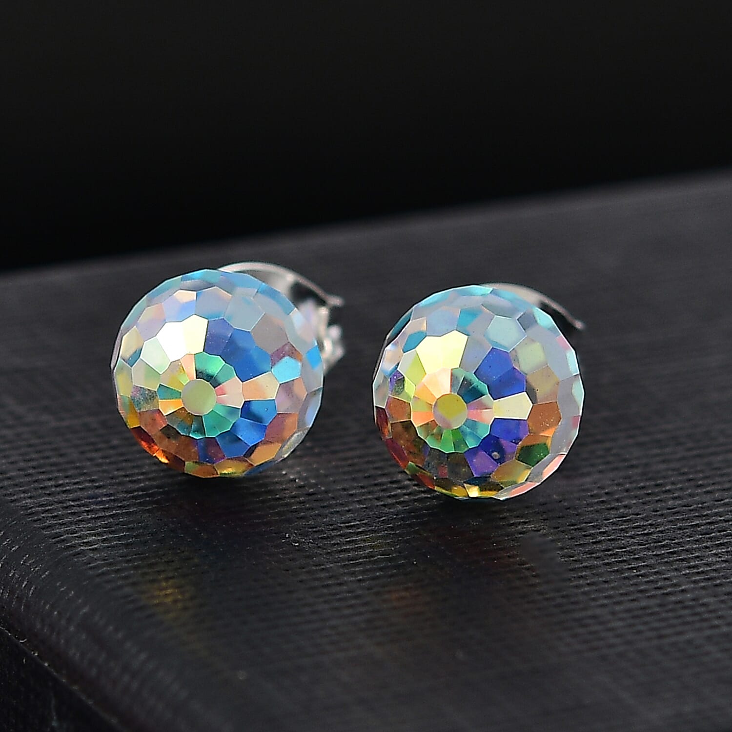 Opportunity Buy - Swarovski AB Crystal Earring With Push Back in Sterling Silver 6.54 Ct.