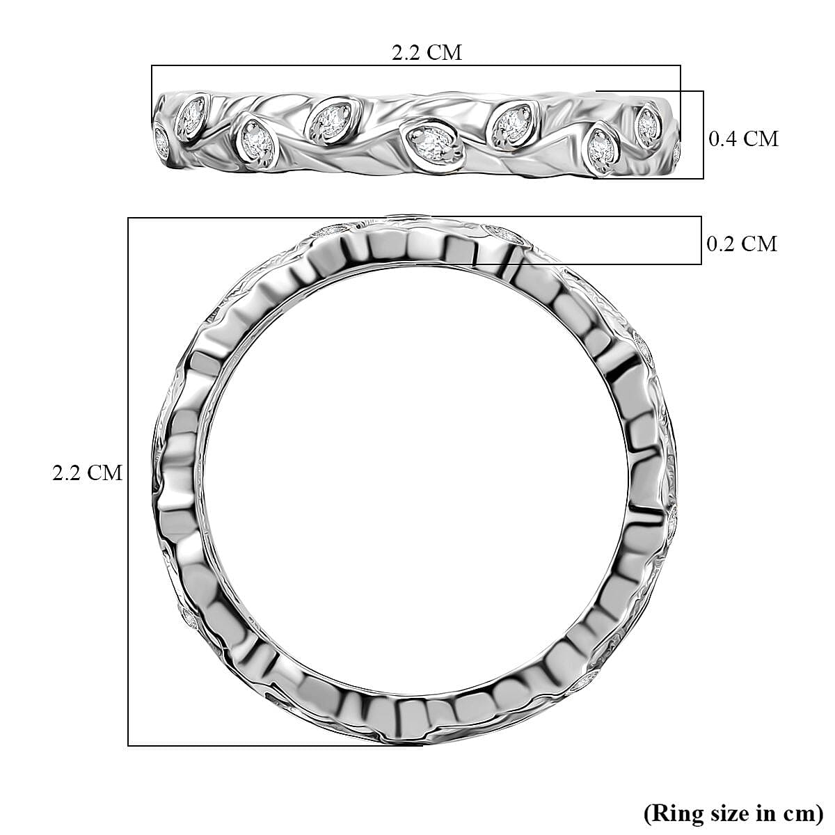 Diamond Band Ring in Rhodium Overlay Sterling Silver