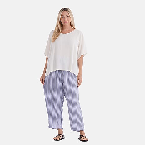 La Marey Striped Loungwear Co-ords Set (Size M) - Blue