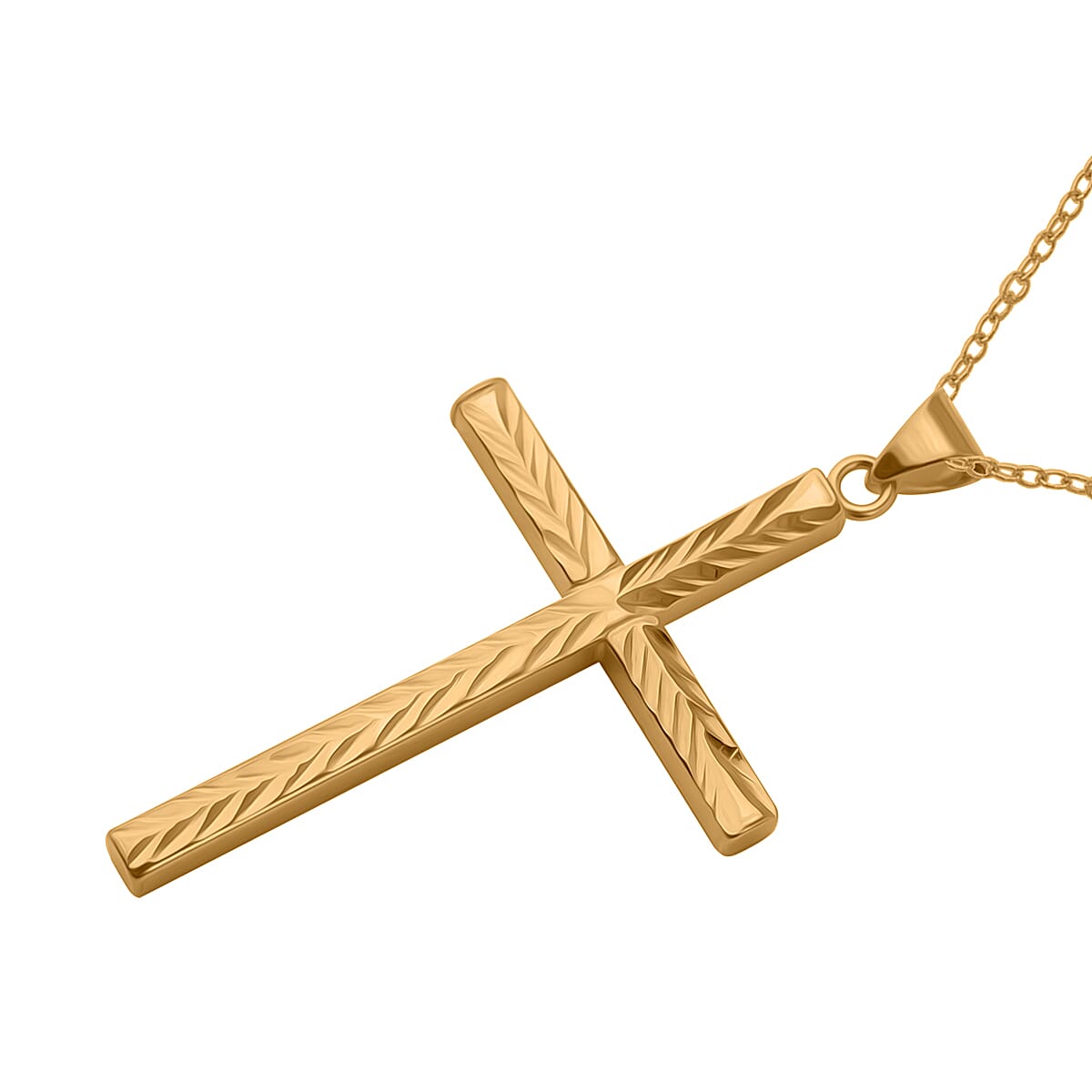 Gold Plated Sterling Silver Cross Pendant With Chain