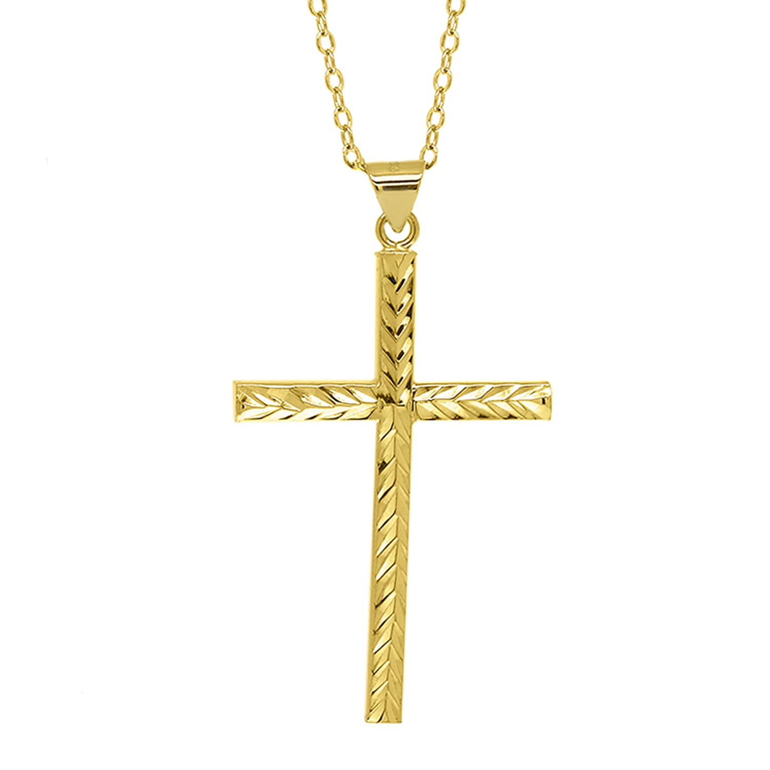 Gold Plated Sterling Silver Cross Pendant With Chain