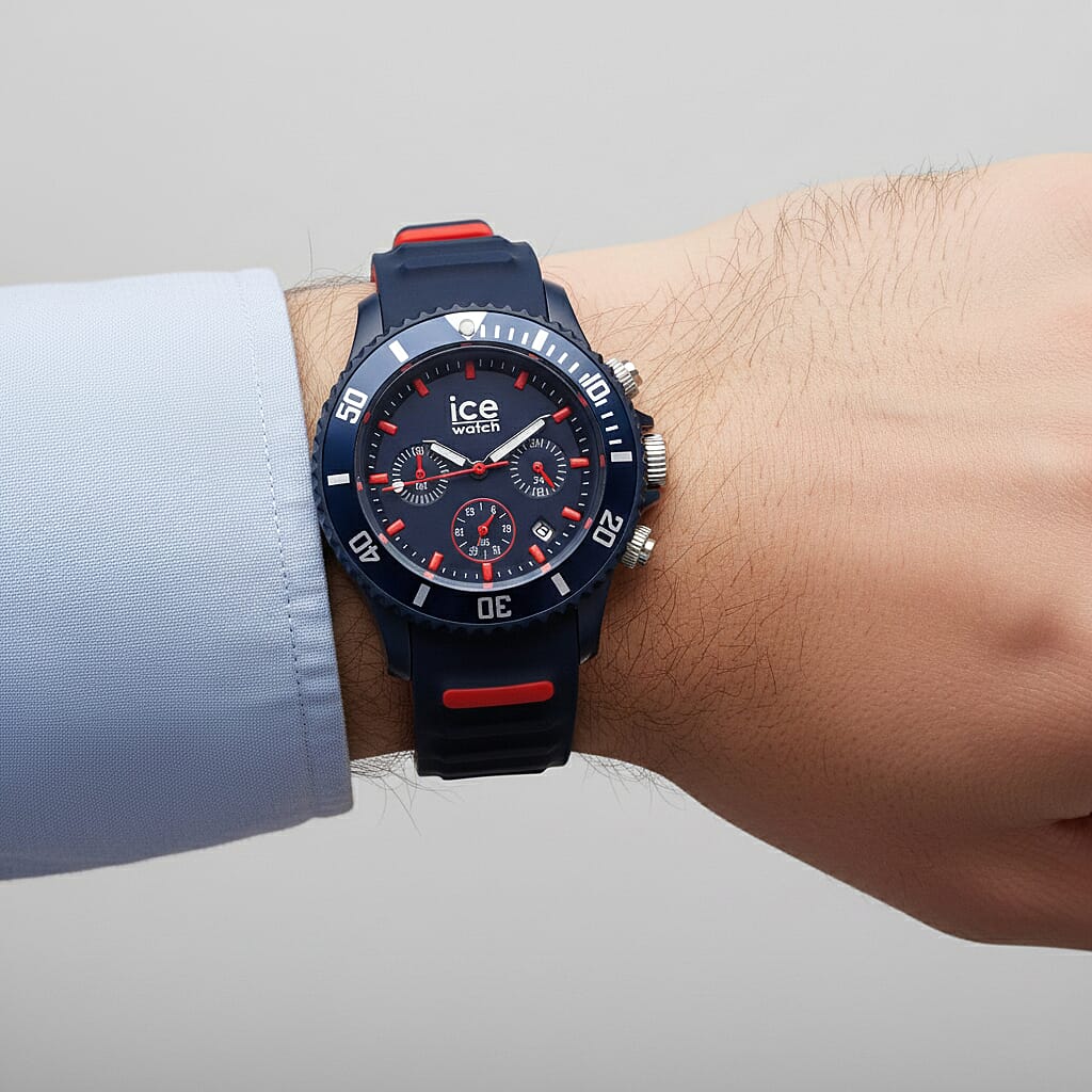 Ice Watch - Ice Chrono Trilogy Watch Dark Blue and Red Chronograph Watch with 10ATM Water Resistancy