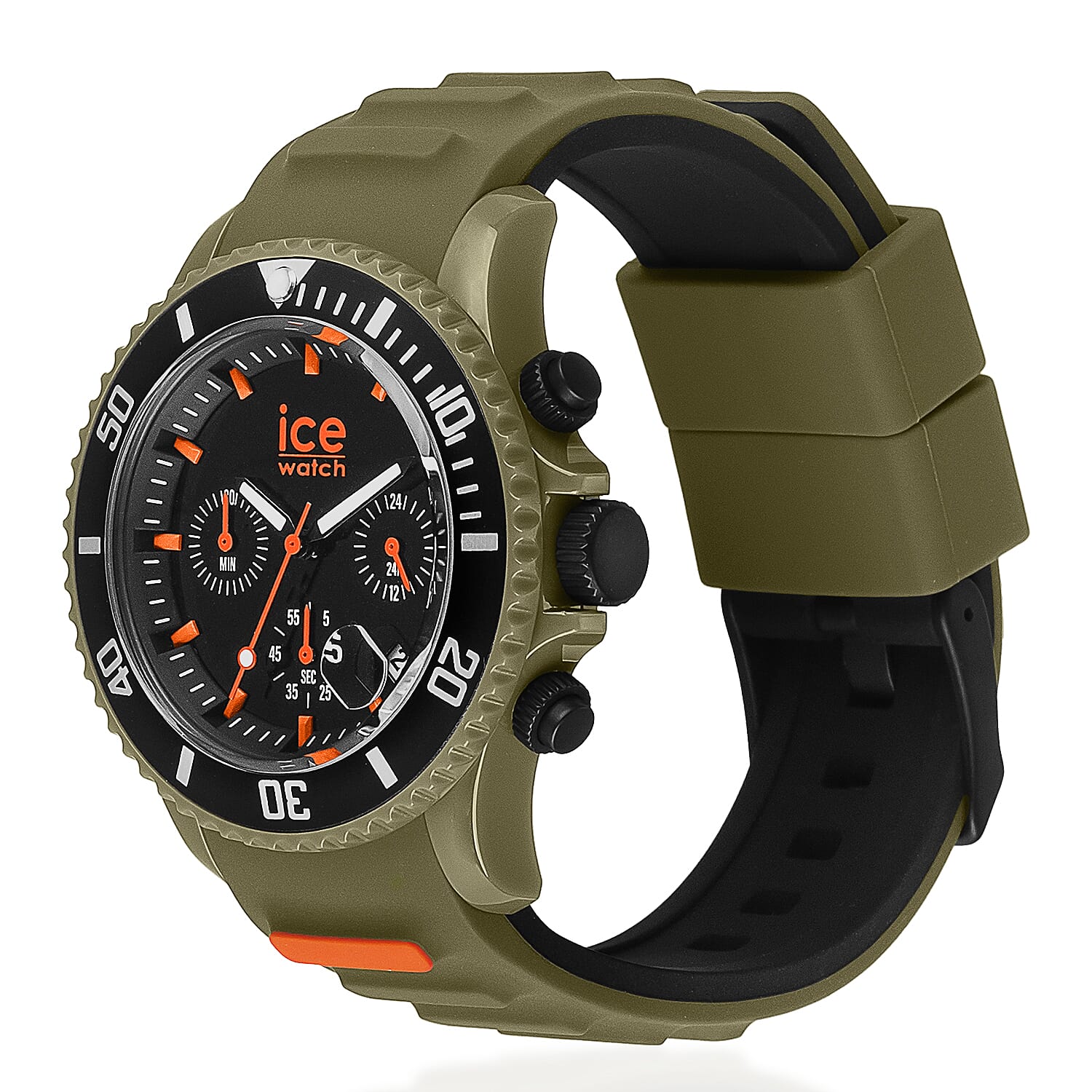 Ice Watch - Ice Chrono Trilogy Watch Khaki & Orange Chronograph Watch with 10ATM Water Resistancy
