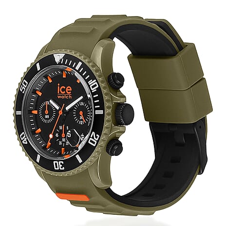 Ice Watch - Ice Chrono Trilogy Watch Khaki & Orange Chronograph Watch with 10ATM Water Resistancy