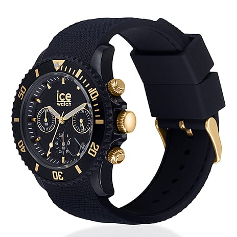 Ice Watch - Ice Chrono Trilogy Watch Dark Blue and Gold Chronograph Watch with 10ATM Water Resistancy