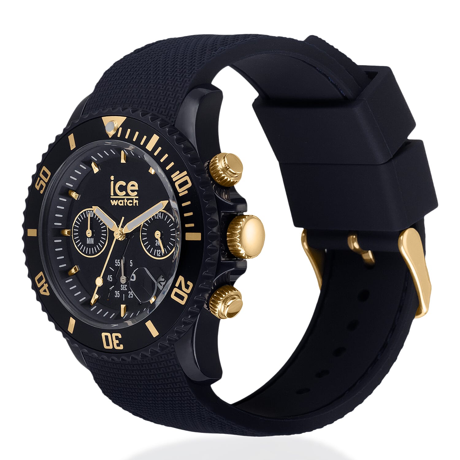 Ice Watch - Ice Chrono Trilogy Watch Dark Blue and Gold Chronograph Watch with 10ATM Water Resistancy
