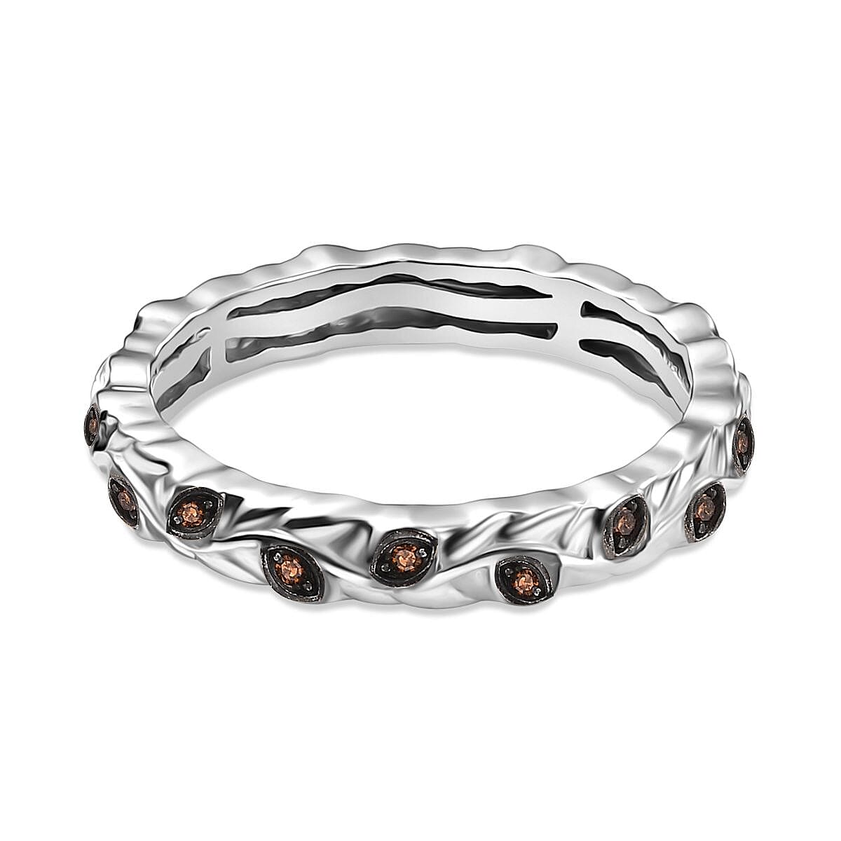 Diamond Band Ring in Rhodium Overlay Sterling Silver