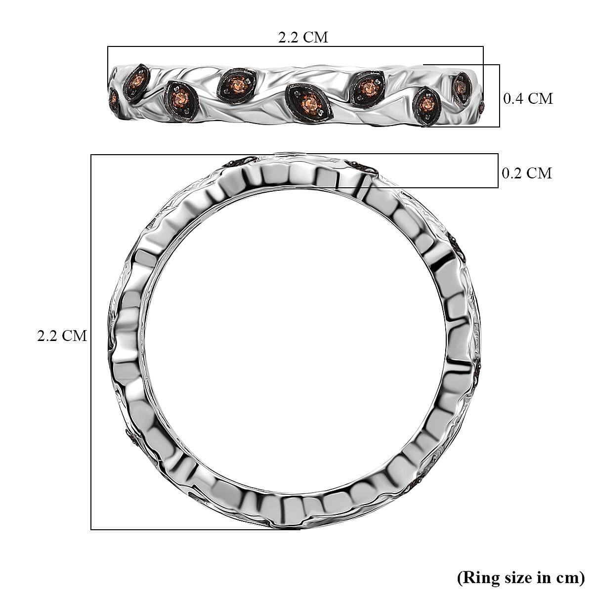 Diamond Band Ring in Rhodium Overlay Sterling Silver