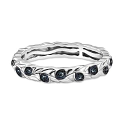 Diamond Band Ring in Rhodium Overlay Sterling Silver