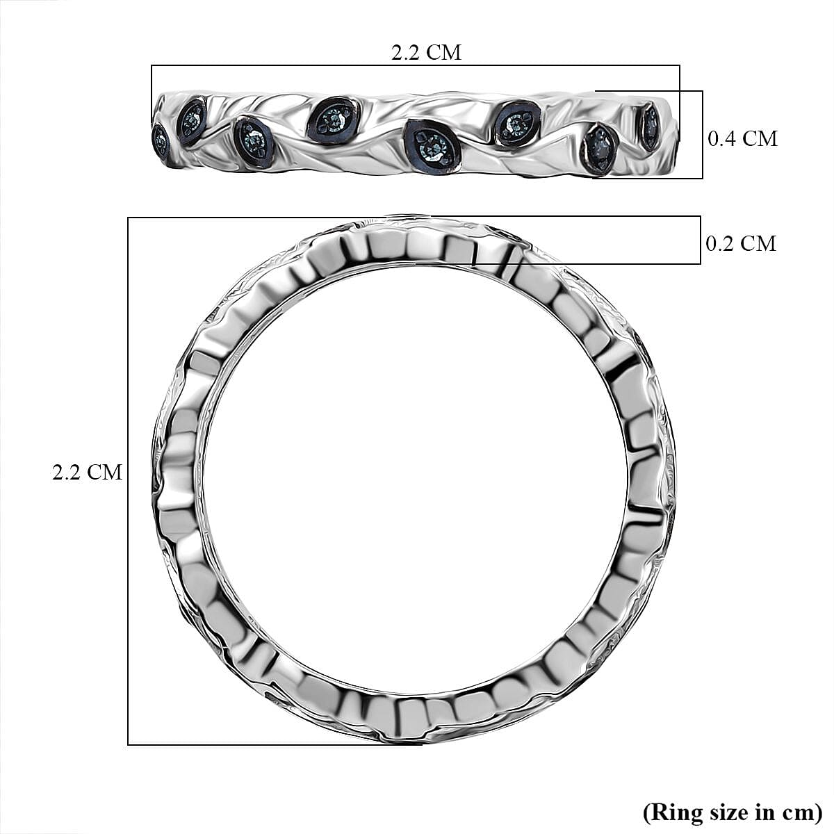 Diamond Band Ring in Rhodium Overlay Sterling Silver Diamond Band Ring in Rhodium Overlay Sterling Silver