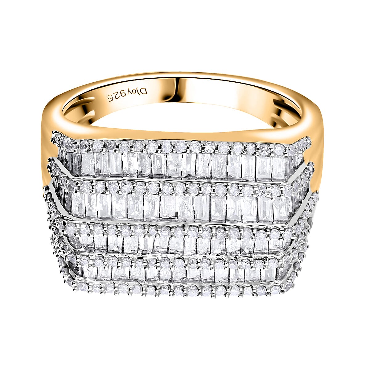 White Diamond Ring in Vermeil YG Sterling Silver 2.01 Ct