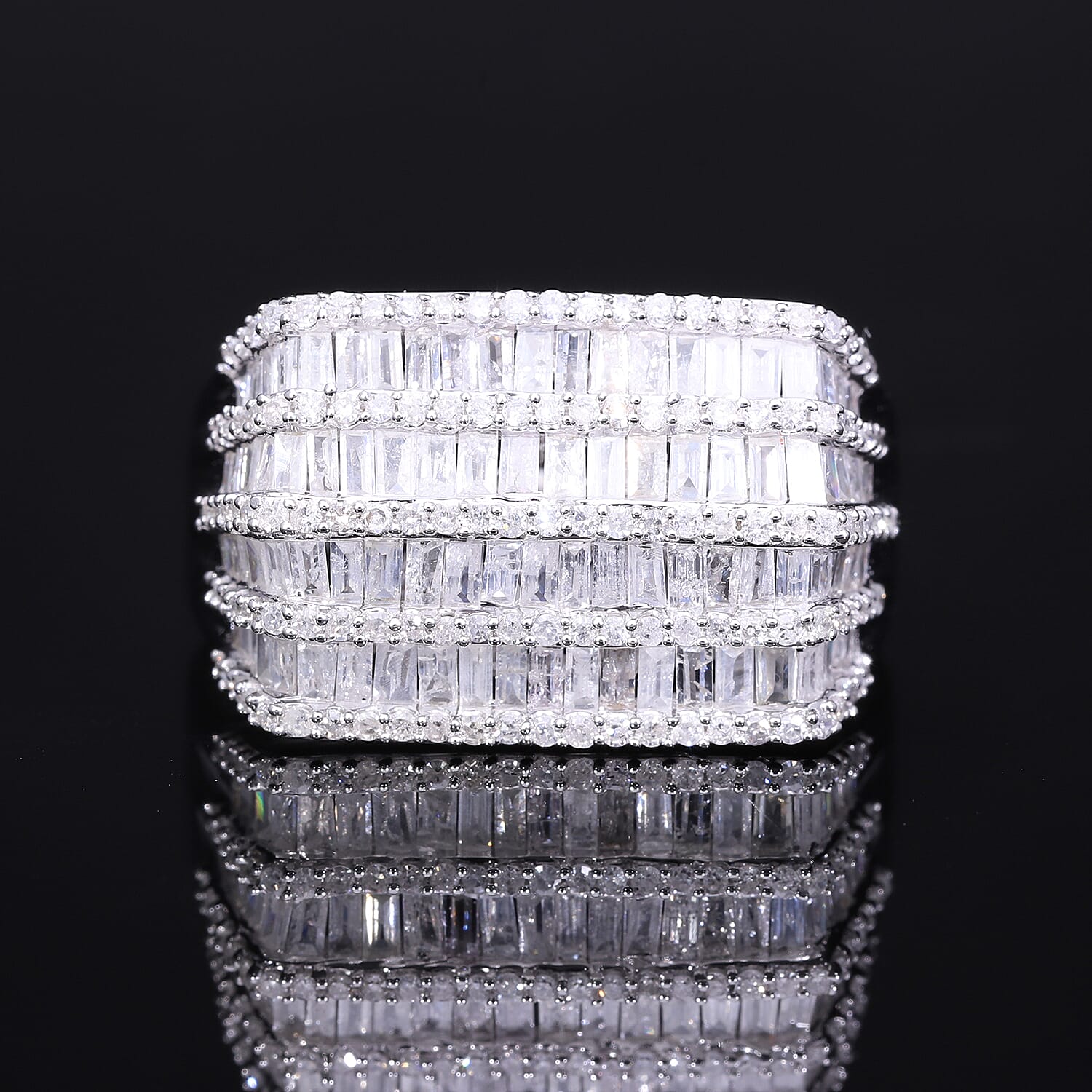 White Diamond Ring in Vermeil YG Sterling Silver 2.01 Ct