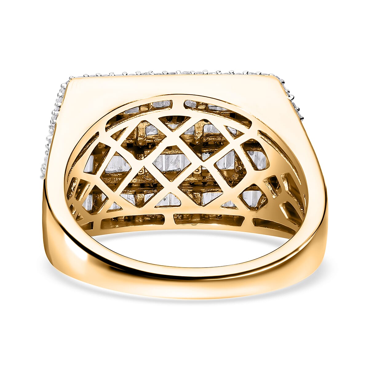 White Diamond Ring in Vermeil YG Sterling Silver 2.01 Ct