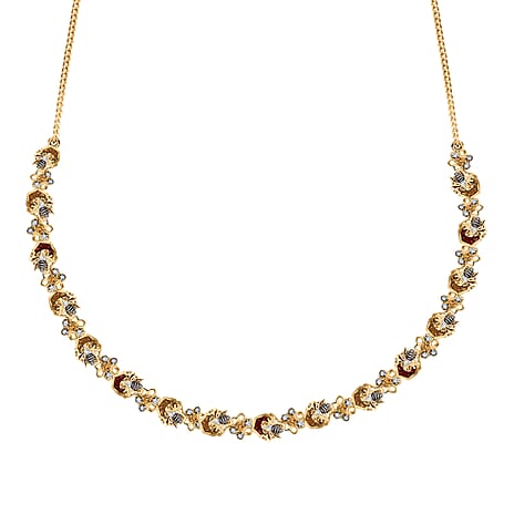 GP Honeycomb Collection - Red Garnet, Blue Sapphire,White Zircon Cluster Necklace (Size - 20) in 18K Yellow Gold Vermeil Sterling Silver 11.75 Ct