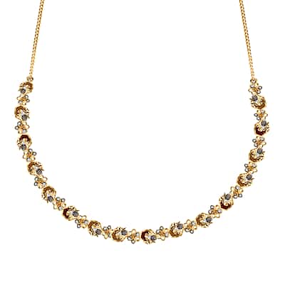 GP Honeycomb Collection Red Garnet, White Zircon Cluster Necklace (Size 20) in 18K Yellow Gold Vermeil Plated Sterling Silver Ct