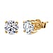 LUXURIANT 14K Yellow Gold SGL Certified Lab Grown Diamond (VS-E/F) Solitaire Stud Earrings with Screw Back 2 Ct.