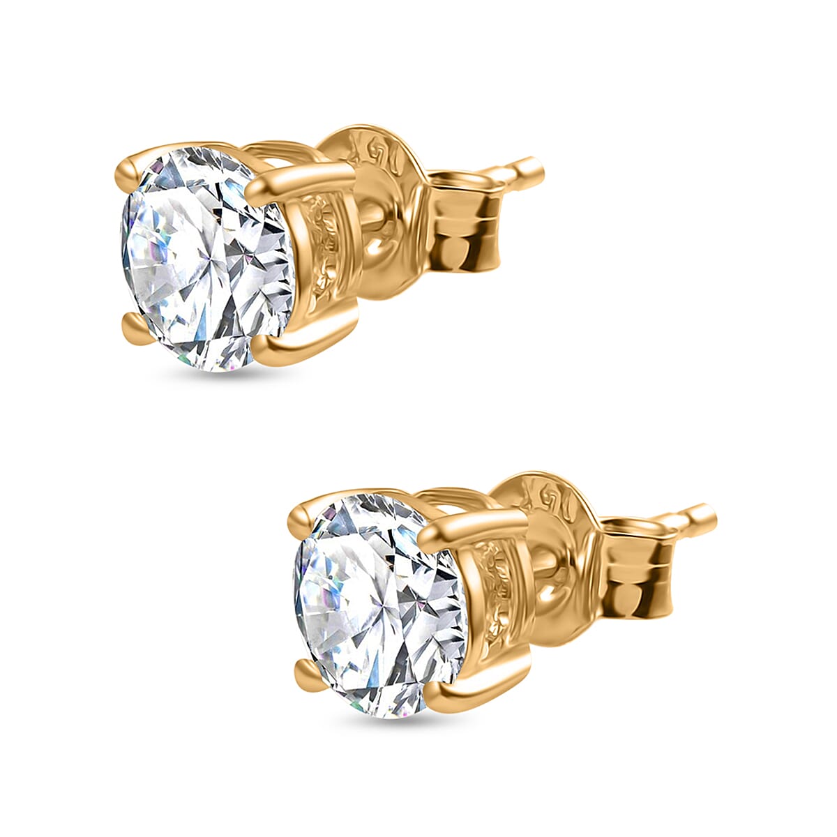 Luxuriant 14K Yellow Gold SGL Certified Lab Grown Diamond (VS-GH) Solitaire Stud Earrings with Push Back 2.07 Ct.