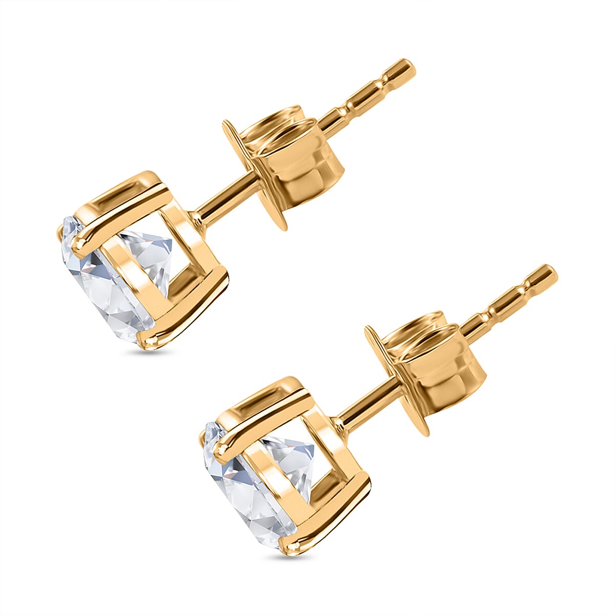 Luxuriant 14K Yellow Gold SGL Certified Lab Grown Diamond (VS-GH) Solitaire Stud Earrings with Push Back 2.07 Ct.