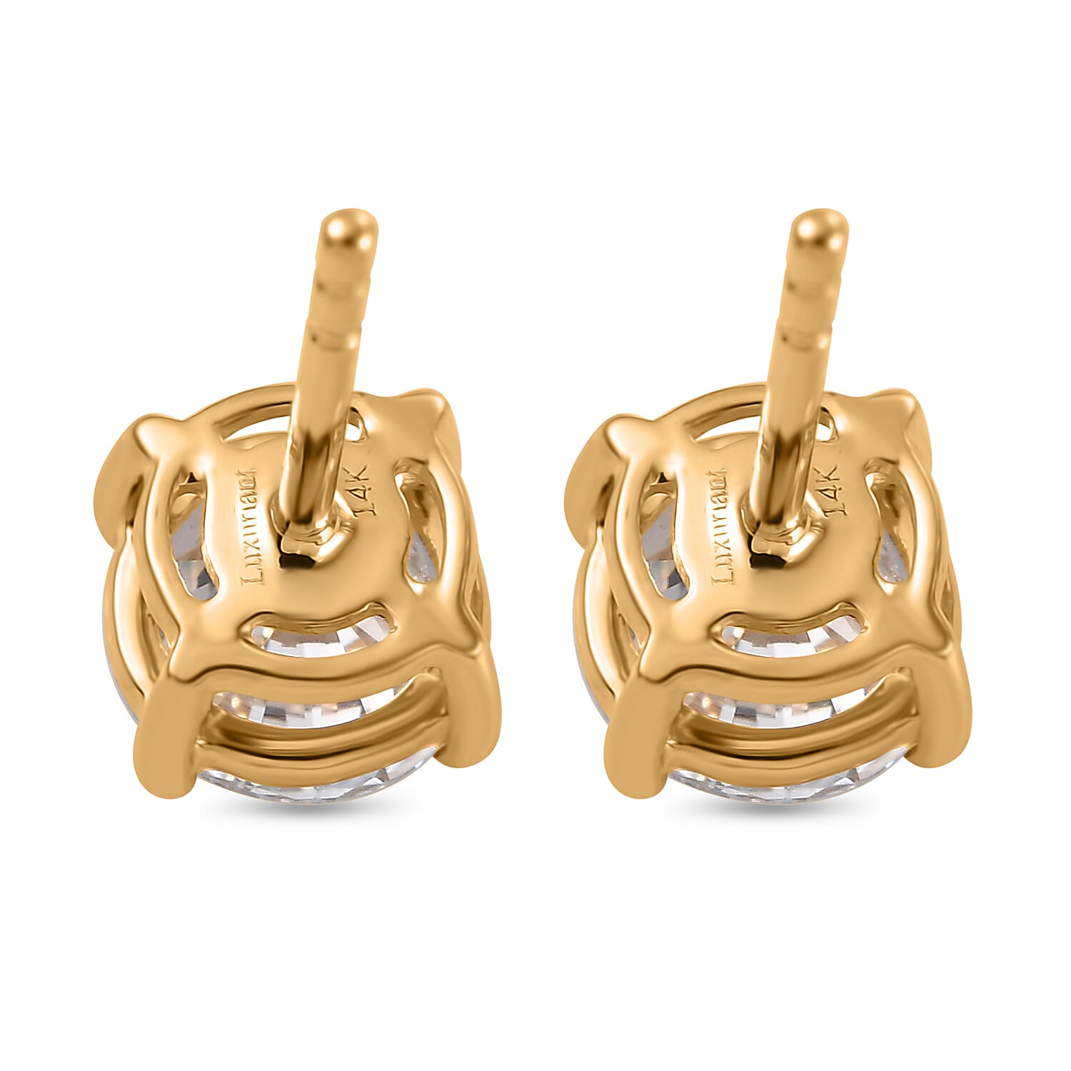 Luxuriant 14K Yellow Gold SGL Certified Lab Grown Diamond (VS-GH) Solitaire Stud Earrings with Push Back 2.07 Ct.