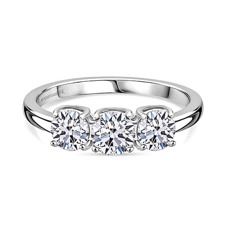 Luxuriant Diamond 1 Ct. Lab Grown Diamond Trilogy Ring in 9K White Gold, SGL Certified