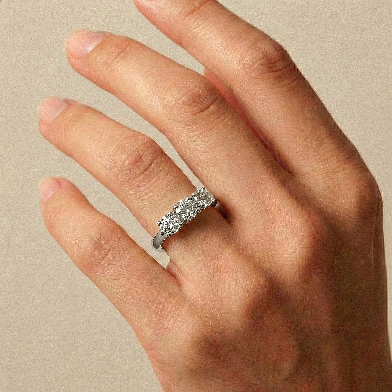 LUXURIANT SGL Certified Lab Grown Diamond (VS-G/H) 3 Stone Ring