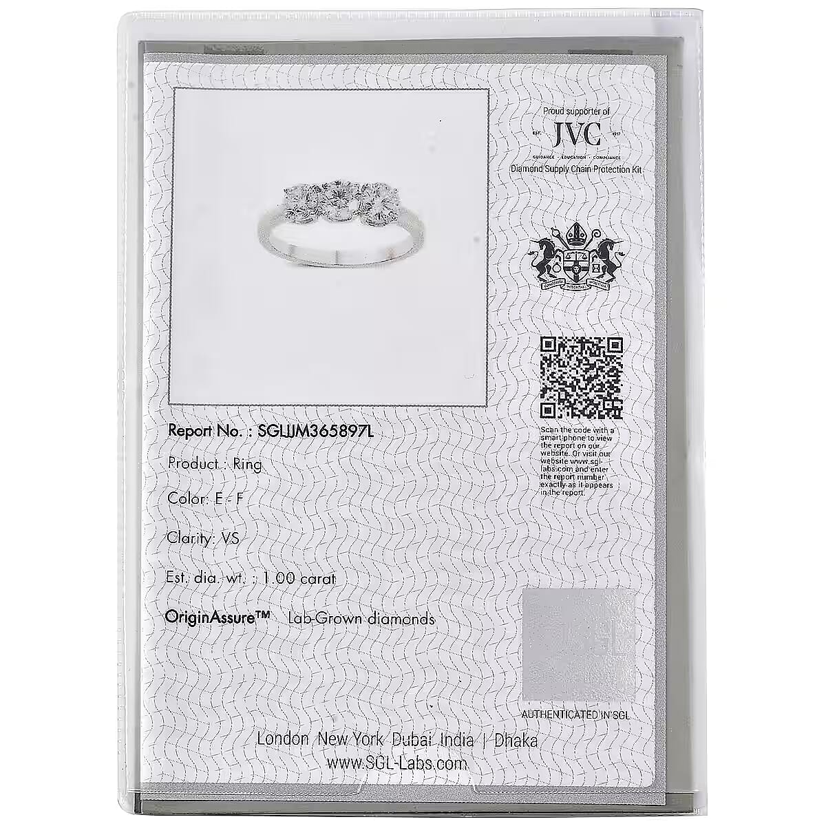 LUXURIANT SGL Certified Lab Grown Diamond (VS-G/H) 3 Stone Ring