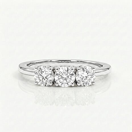 Luxuriant Diamond - 9K White Gold SGL Certified Lab Grown Diamond (VS-G-H) 3 Stone Ring 1.00 Ct.