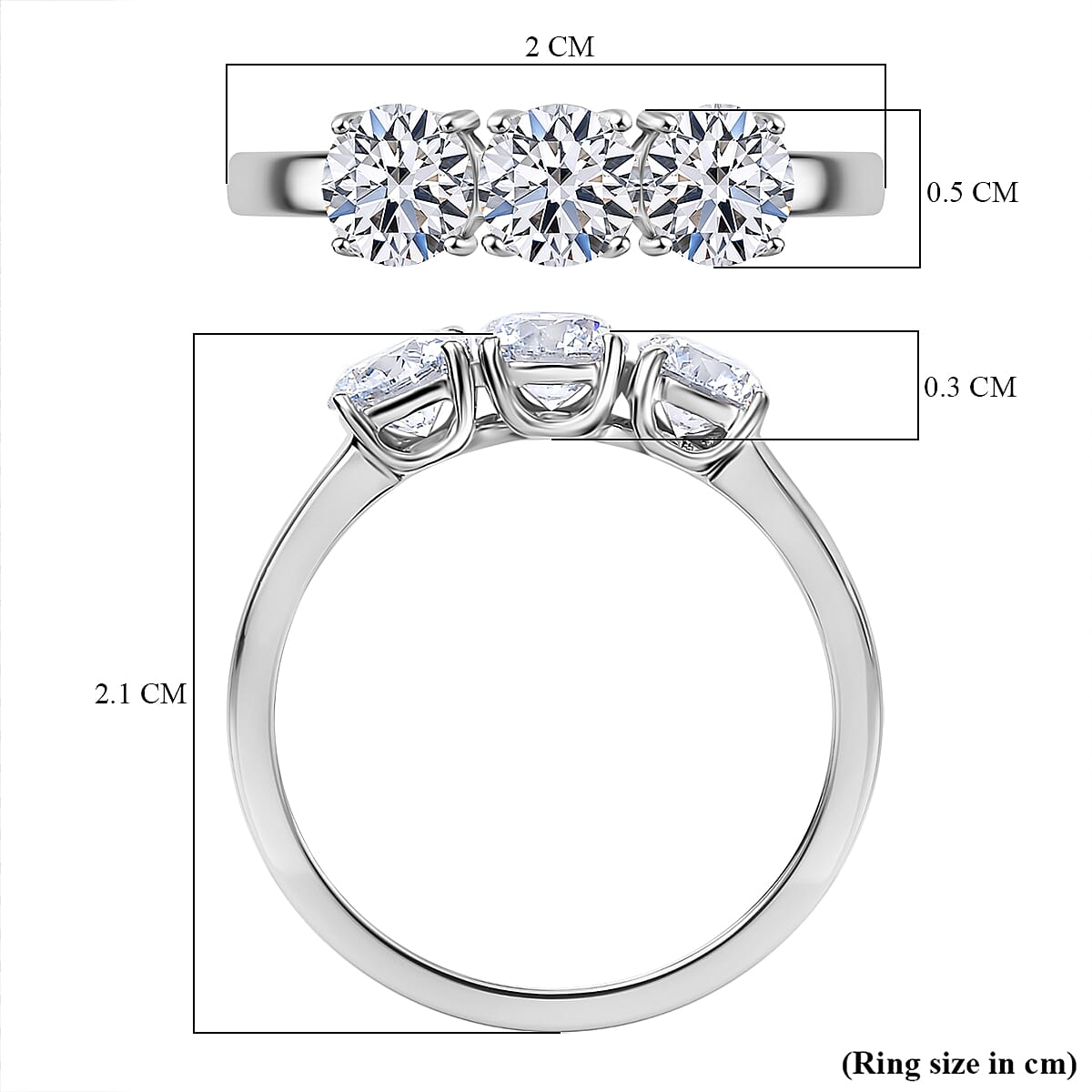 LUXURIANT SGL Certified Lab Grown Diamond (VS-G/H) 3 Stone Ring