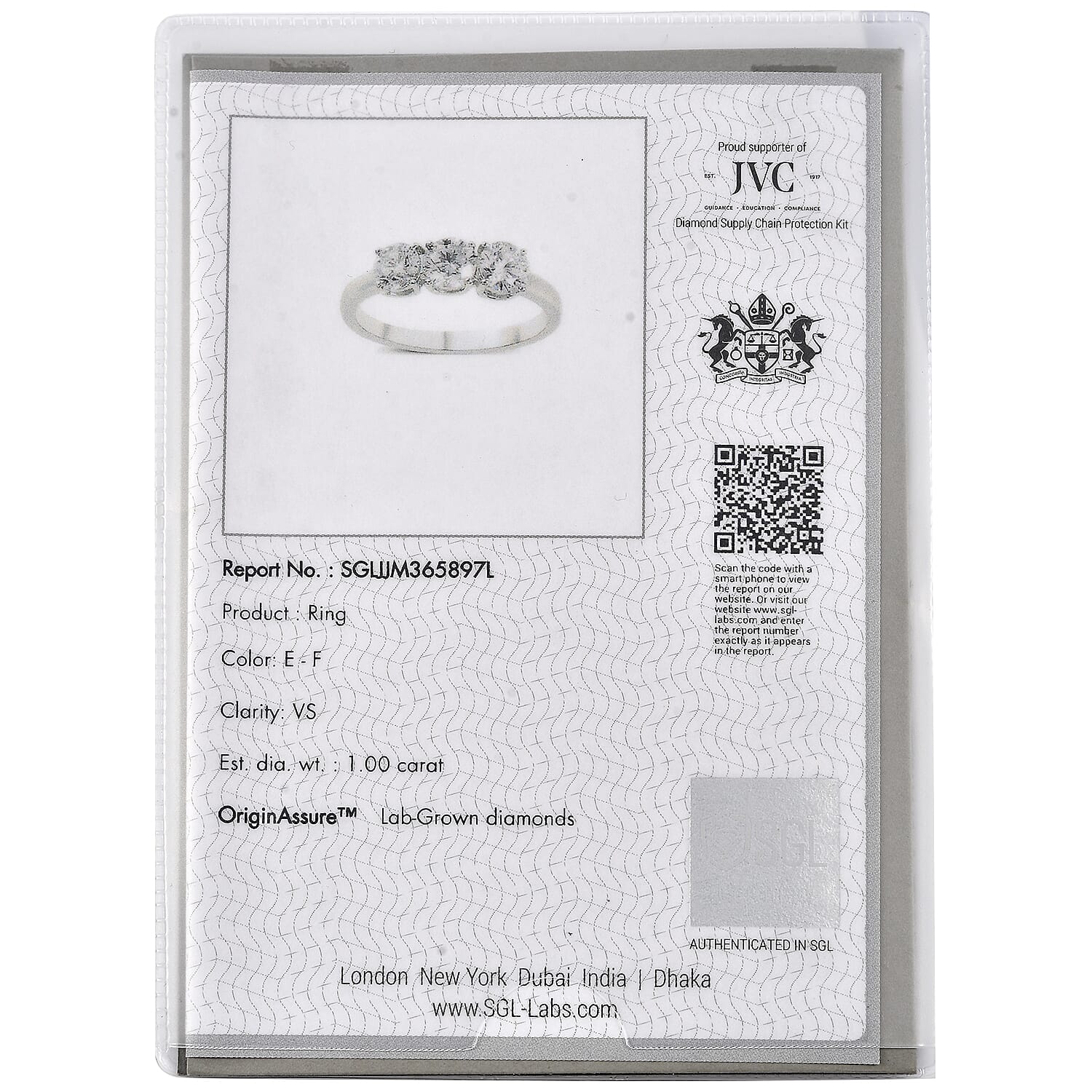 LUXURIANT SGL Certified Lab Grown Diamond (VS-G/H) 3 Stone Ring