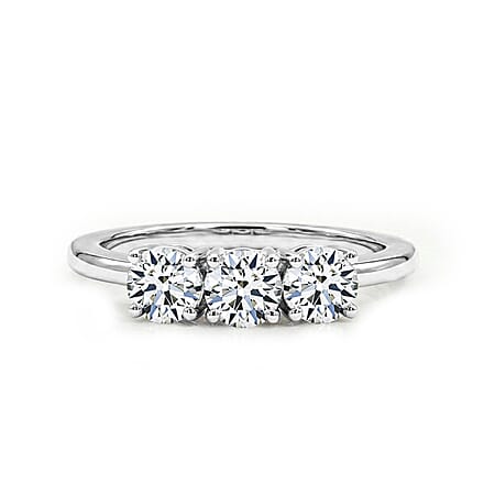 LUXURIANT 1 Ct. Lab Grown Diamond Trilogy Ring in 9K White Gold SGL Certified (VS-G-H)