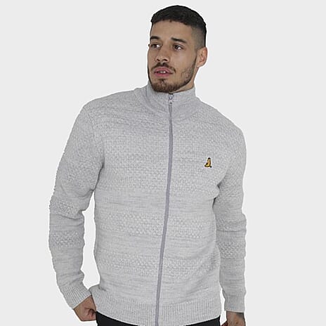 Brave Soul Funnel Neck Full Zip Through Jacket (Size XXL) - Ecru Marl